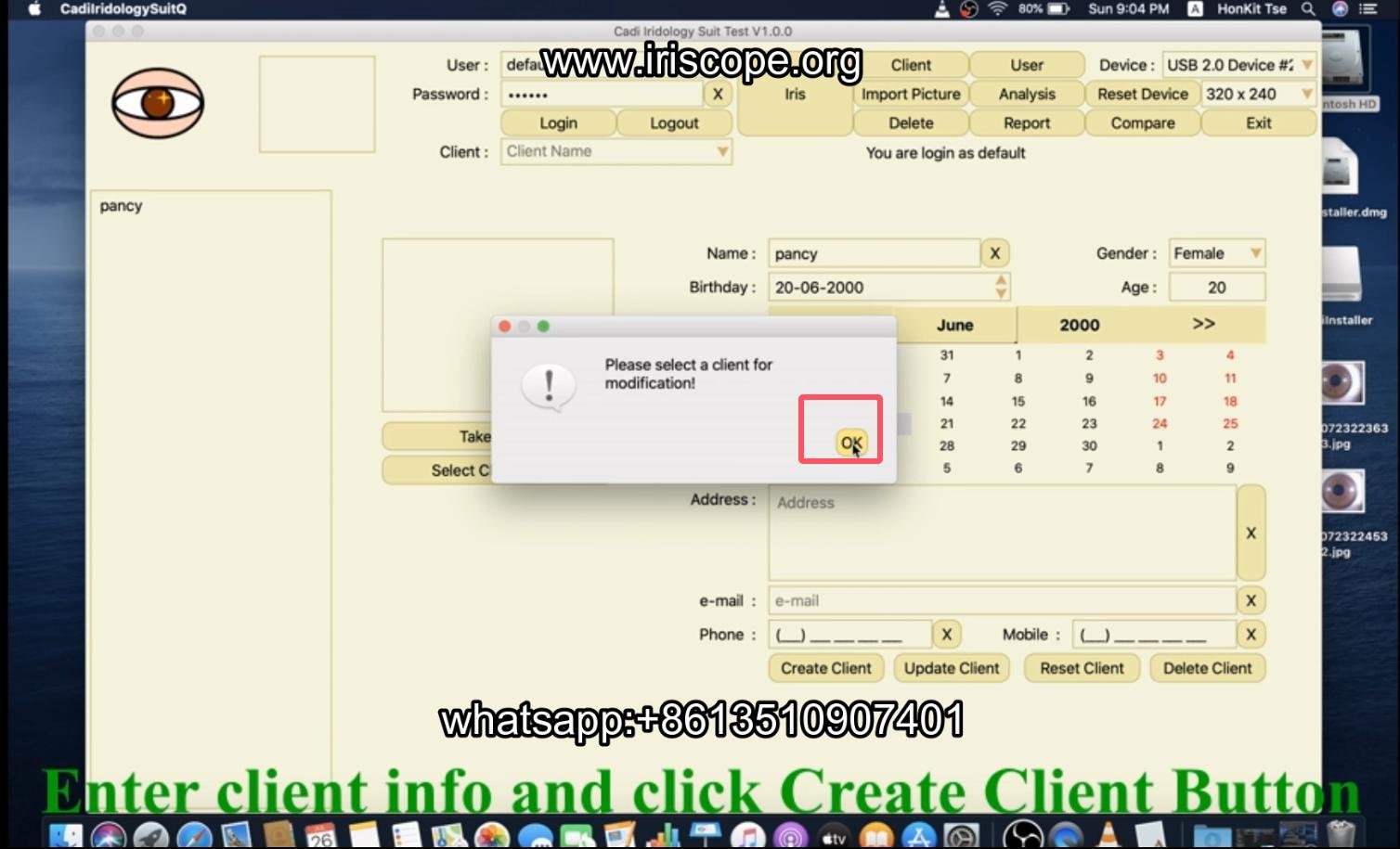 How to use maikong iridology software in apple mac os