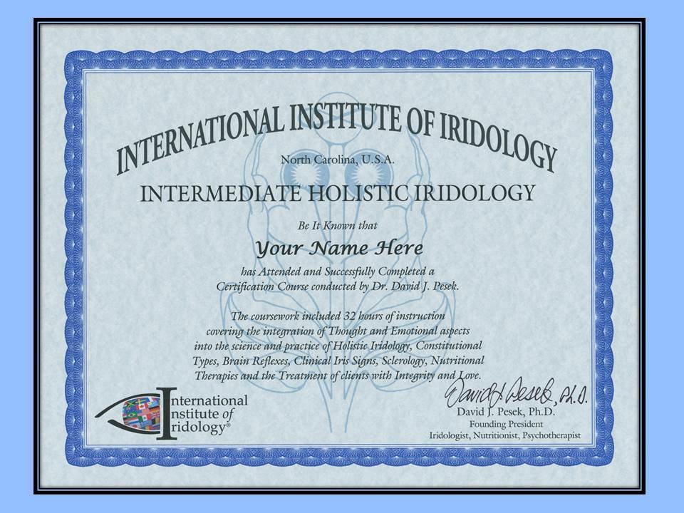 Iridologist certification